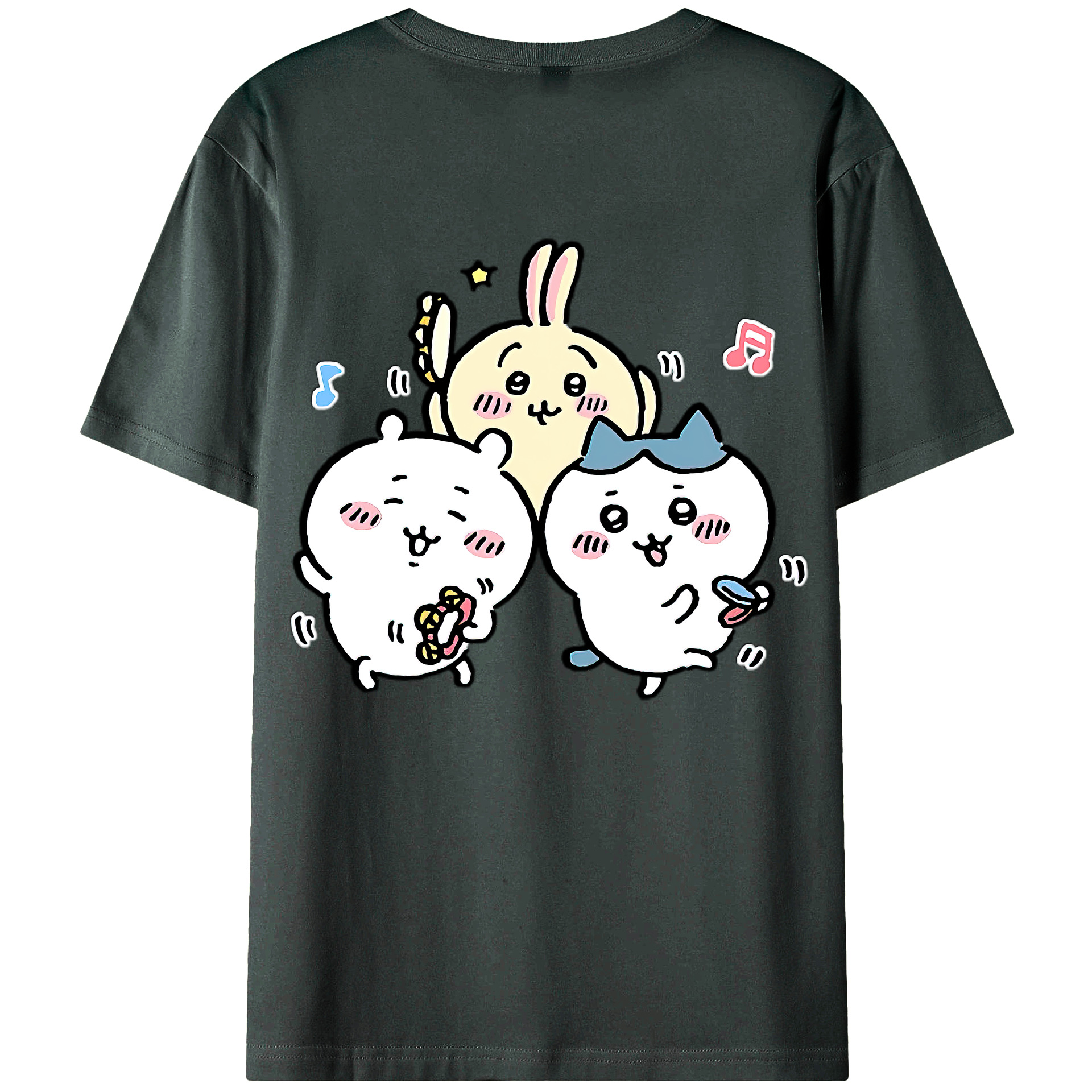 （画像用） ちいかわ ハチワレ Chii-kawa hachiware 綿100％ メンズ半袖Tシャツ（バックプリント） 通気性